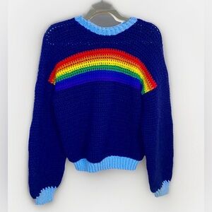 Handmade Crochet Rainbow Sweater Size M/L